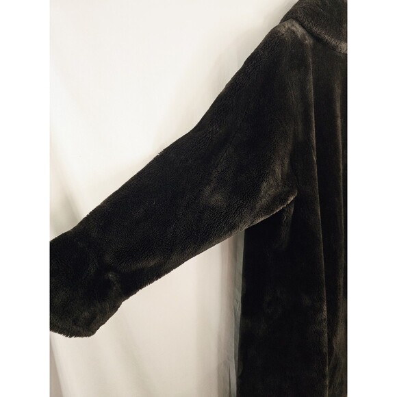 Vintage Brown Faux Fur Swing Coat Plush Satin Lined Womens Jacket Heavy Winter M - Picture 8 of 8